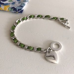 7” Silver chain bracelet with heart charm
